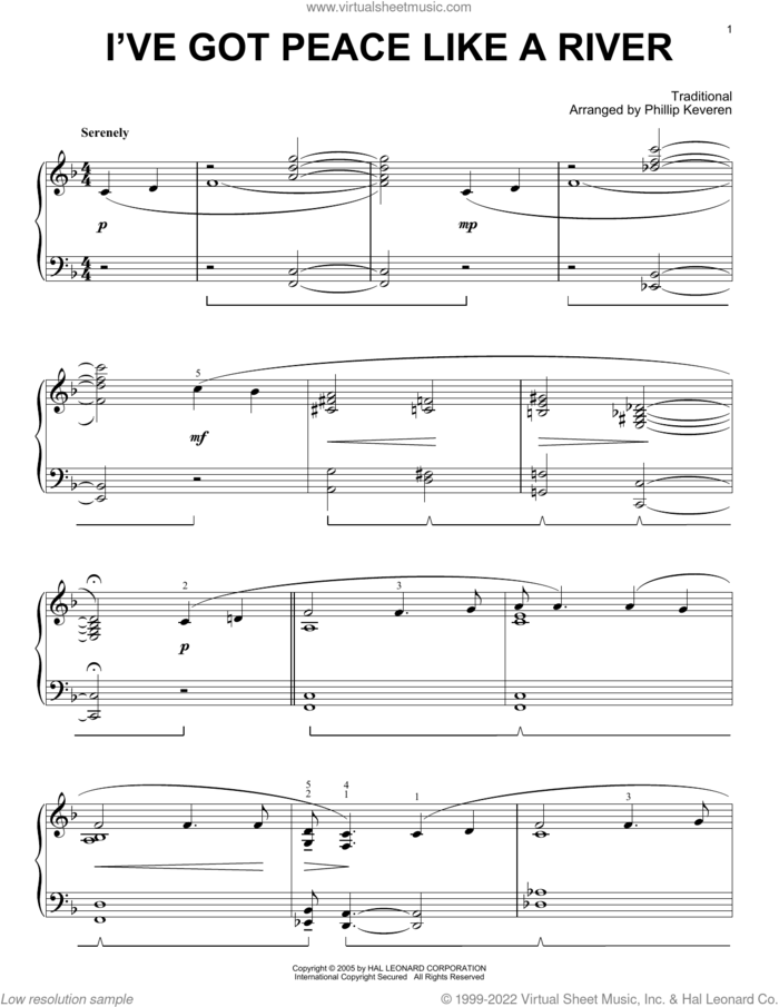 I've Got Peace Like A River [Jazz version] (arr. Phillip Keveren) sheet music for piano solo  and Phillip Keveren, intermediate skill level