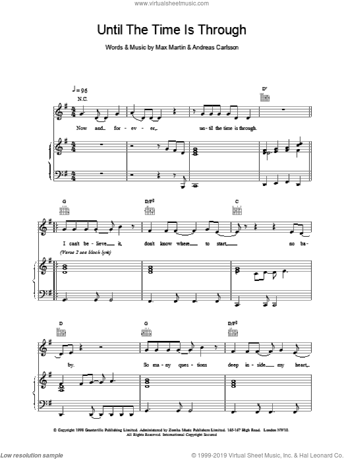Until The Time Is Through sheet music for voice, piano or guitar by Ben Folds Five, intermediate skill level