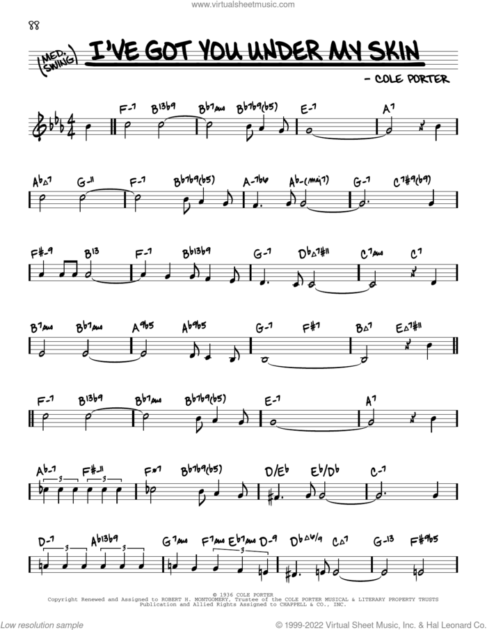 I've Got You Under My Skin (arr. David Hazeltine) sheet music for voice and other instruments (real book) by Cole Porter and David Hazeltine, intermediate skill level