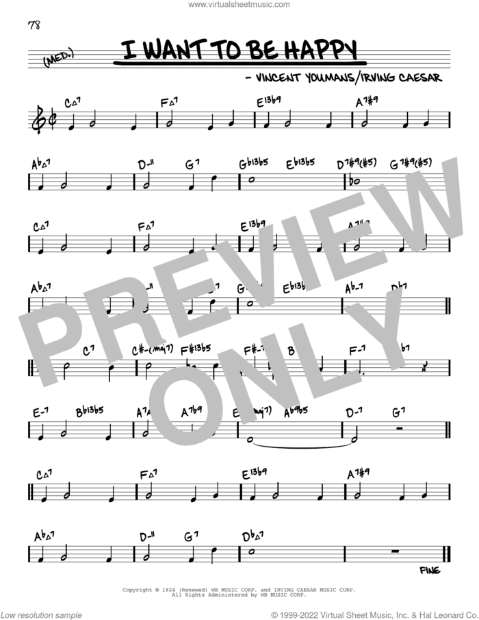 I Want To Be Happy (arr. David Hazeltine) sheet music for voice and other instruments (real book) by Vincent Youmans, David Hazeltine and Irving Caesar, intermediate skill level