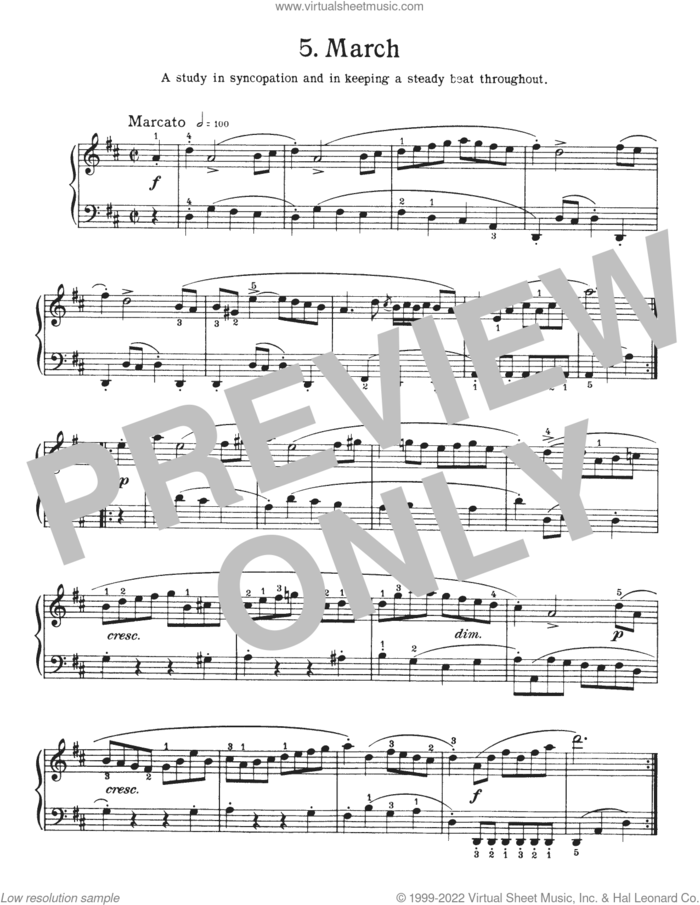 March In D Major, BWV Appendix 122 sheet music for piano solo by Johann Sebastian Bach, Walter Carroll and Carl Philip Emanuel Bach, classical score, intermediate skill level
