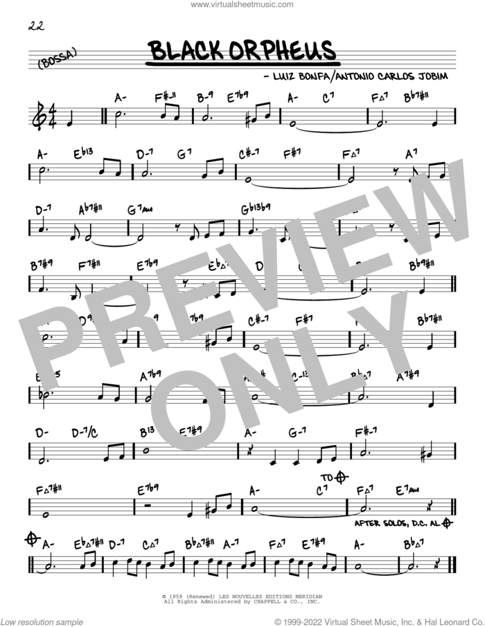 Black Orpheus (arr. David Hazeltine) sheet music for voice and other instruments (real book) by Antonio Carlos Jobim, David Hazeltine, Stan Getz and Luiz Bonfa, intermediate skill level