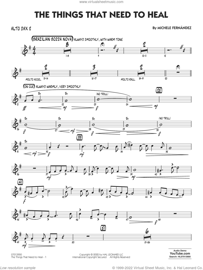 The Things That Need To Heal sheet music for jazz band (alto sax 2) by Michele Fernández, intermediate skill level