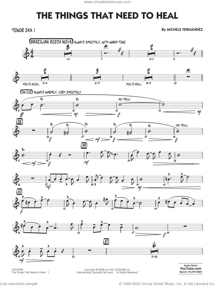 The Things That Need To Heal sheet music for jazz band (tenor sax 1) by Michele Fernández, intermediate skill level