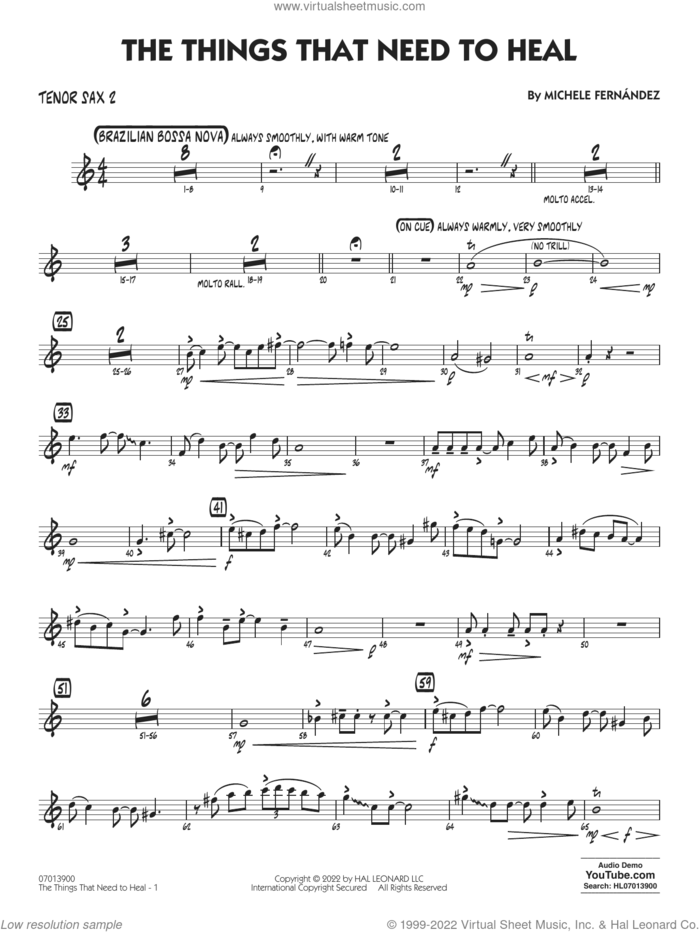 The Things That Need To Heal sheet music for jazz band (tenor sax 2) by Michele Fernández, intermediate skill level
