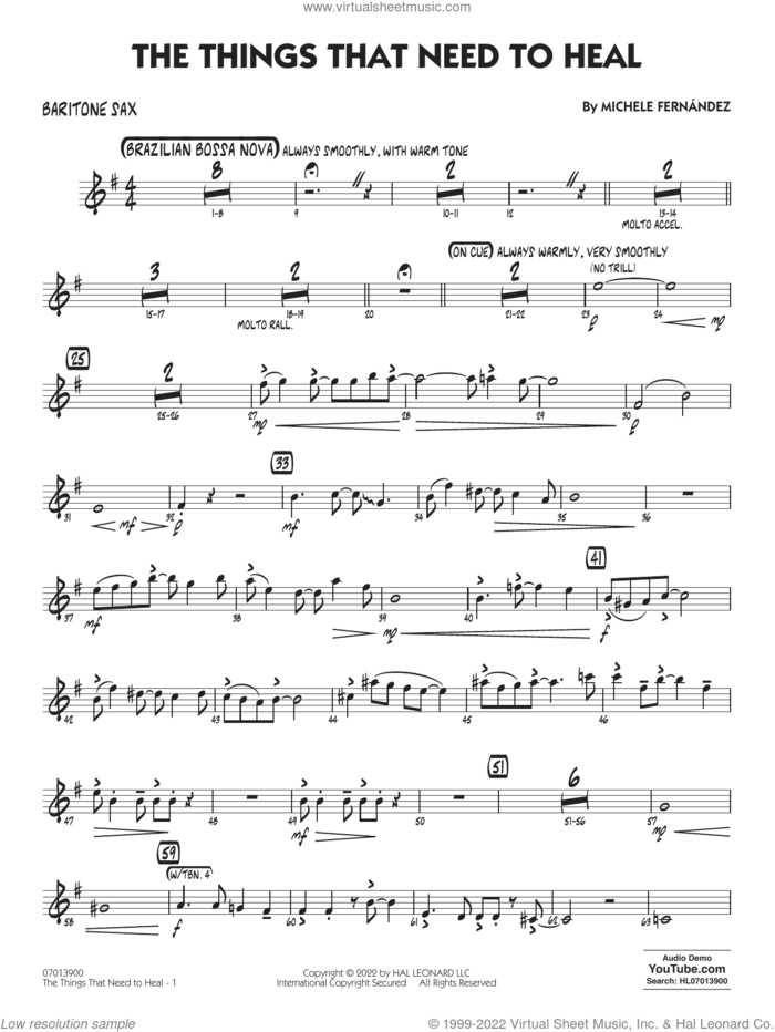 The Things That Need To Heal sheet music for jazz band (baritone sax) by Michele Fernández, intermediate skill level