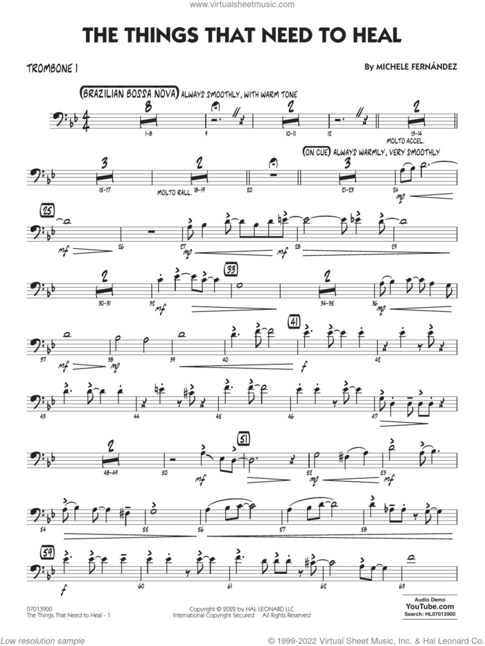 The Things That Need To Heal sheet music for jazz band (trombone 1) by Michele Fernández, intermediate skill level