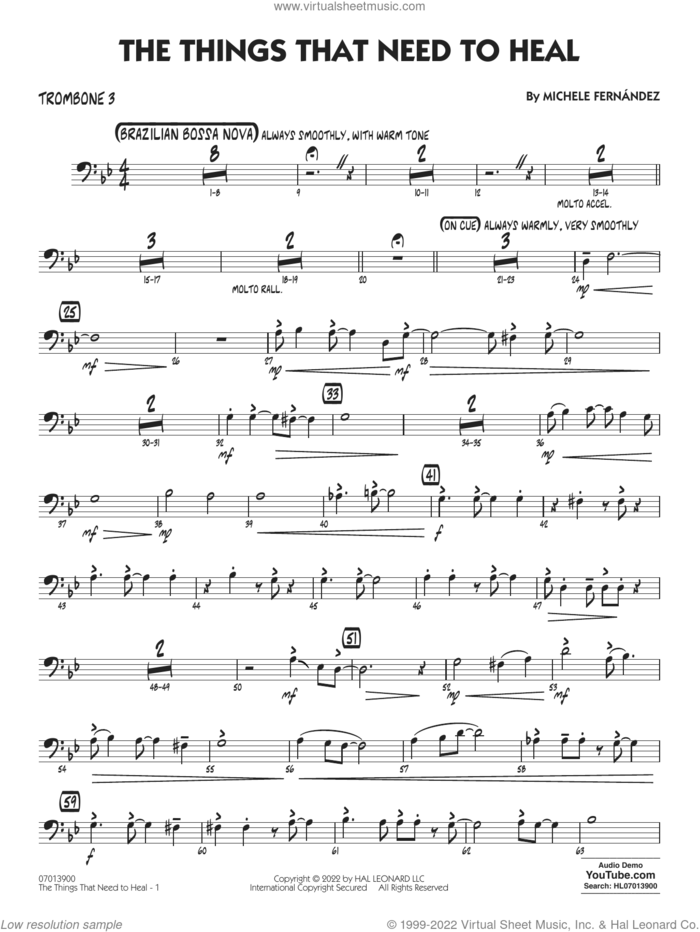 The Things That Need To Heal sheet music for jazz band (trombone 3) by Michele Fernández, intermediate skill level