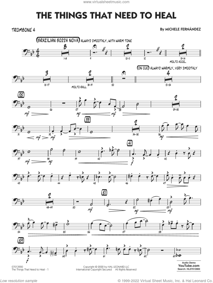 The Things That Need To Heal sheet music for jazz band (trombone 4) by Michele Fernández, intermediate skill level