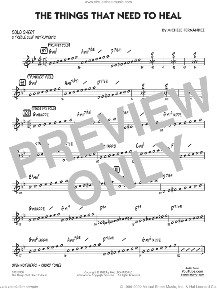 The Things That Need To Heal sheet music for jazz band (c solo sheet) by Michele Fernández, intermediate jazz band (c sheet)