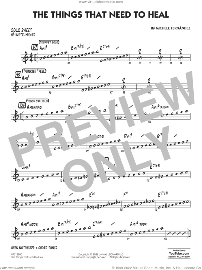 The Things That Need To Heal sheet music for jazz band (Bb solo sheet) by Michele Fernández, intermediate jazz band (Bb sheet)