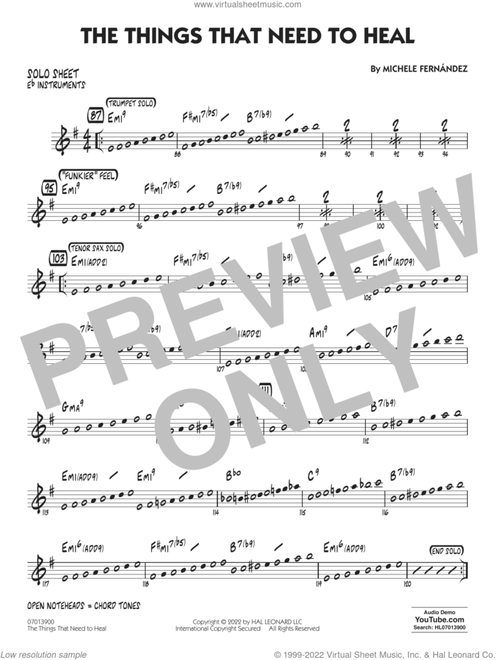 The Things That Need To Heal sheet music for jazz band (Eb solo sheet) by Michele Fernández, intermediate jazz band (Eb sheet)