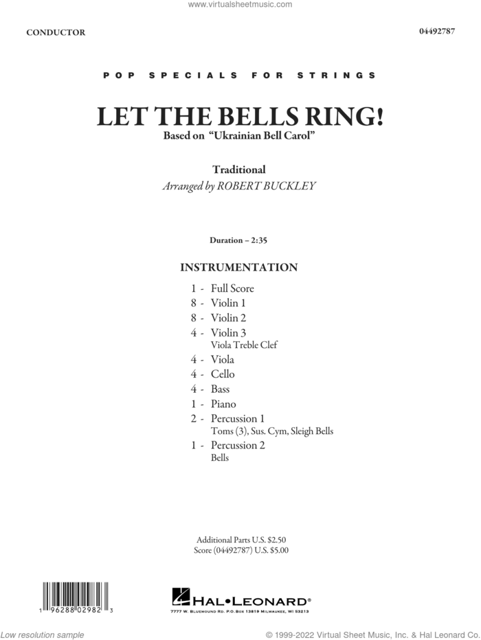 Let The Bells Ring! sheet music for orchestra (full score)  and Robert Buckley, intermediate skill level