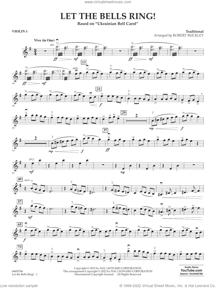 Let The Bells Ring! sheet music for orchestra (violin 1)  and Robert Buckley, intermediate skill level