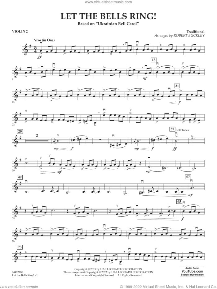 Let The Bells Ring! sheet music for orchestra (violin 2)  and Robert Buckley, intermediate skill level