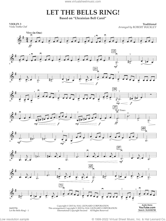 Let The Bells Ring! sheet music for orchestra (violin 3, viola treble clef)  and Robert Buckley, intermediate skill level