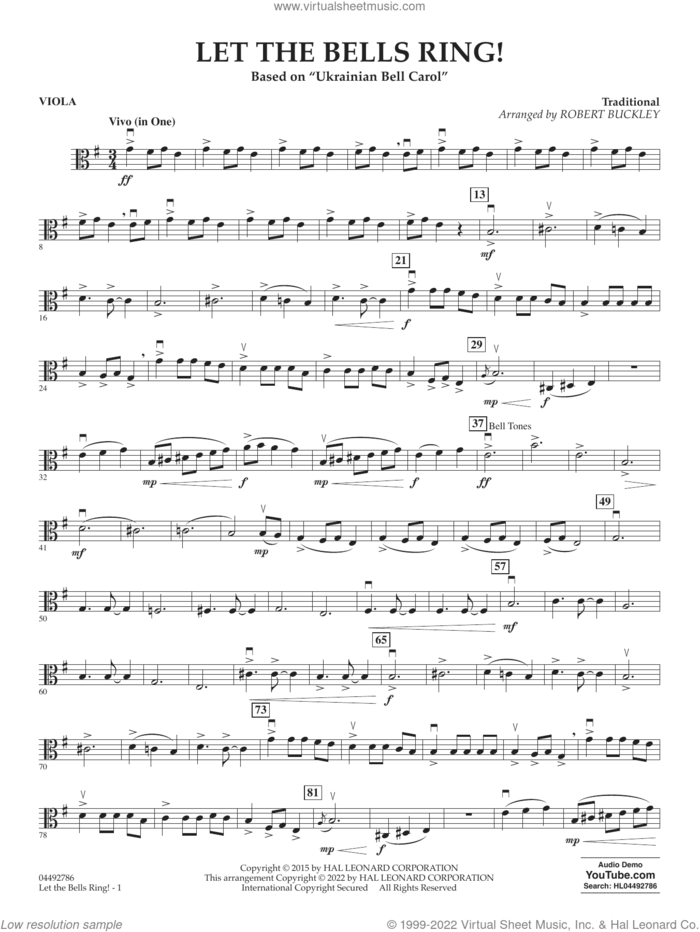 Let The Bells Ring! sheet music for orchestra (viola)  and Robert Buckley, intermediate skill level