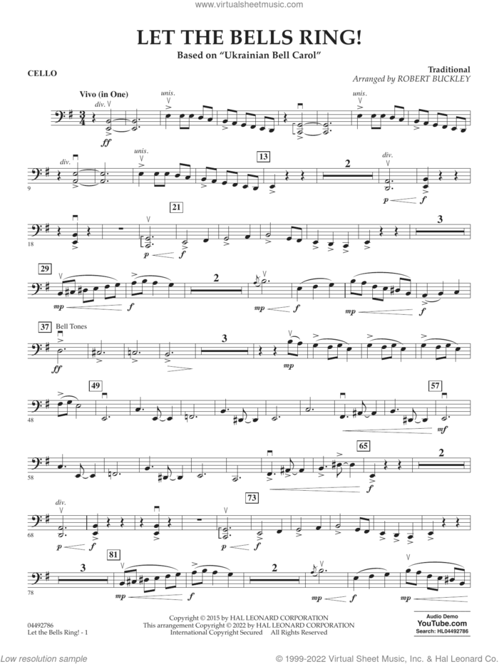 Let The Bells Ring! sheet music for orchestra (cello)  and Robert Buckley, intermediate skill level