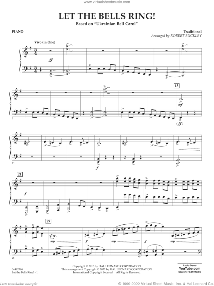 Let The Bells Ring! sheet music for orchestra (piano)  and Robert Buckley, intermediate skill level