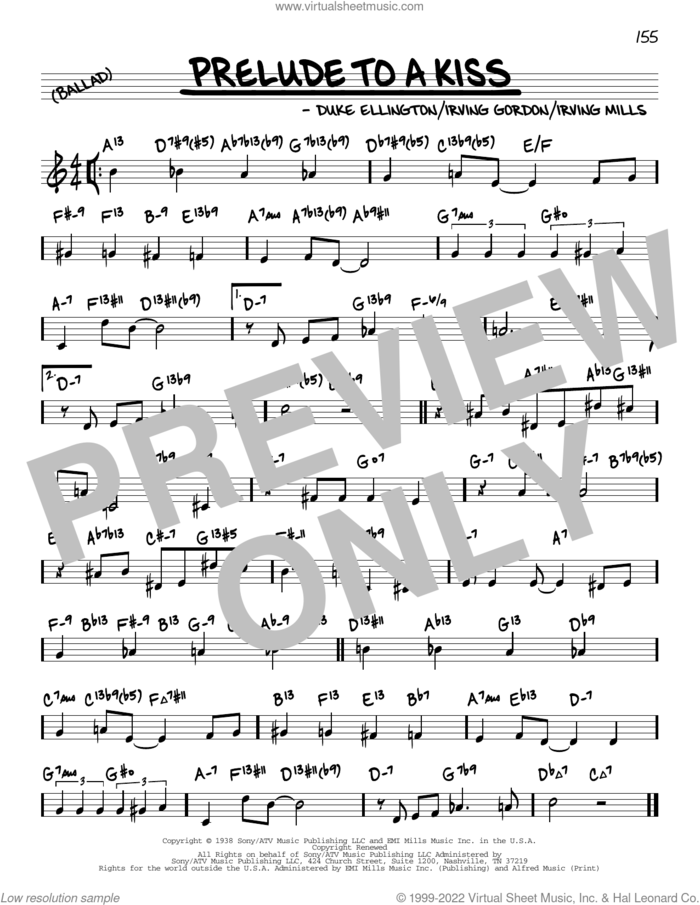 Prelude To A Kiss (arr. David Hazeltine) sheet music for voice and other instruments (real book) by Duke Ellington, David Hazeltine, Irving Gordon and Irving Mills, intermediate skill level