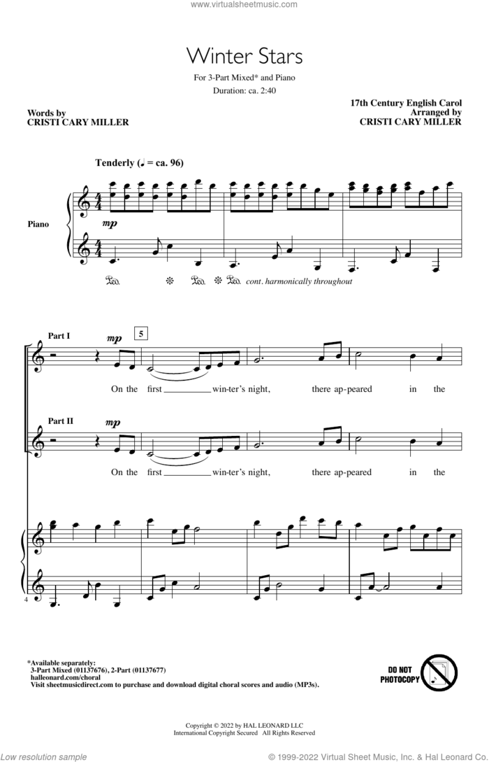 Winter Stars sheet music for choir (3-Part Mixed) by Cristi Cary Miller and Miscellaneous, intermediate skill level