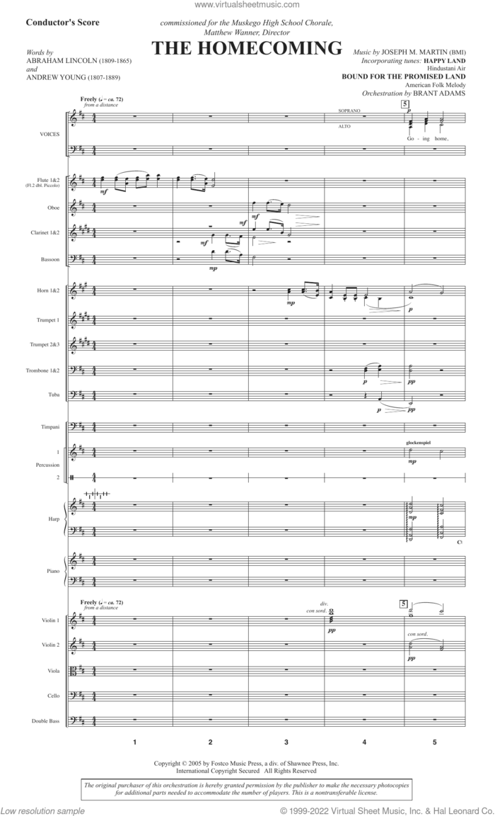 The Homecoming (COMPLETE) sheet music for orchestra/band (Orchestra) by Joseph M. Martin, Abraham Lincoln, American Folktune, Andrew Young and Hindustani Air, intermediate skill level