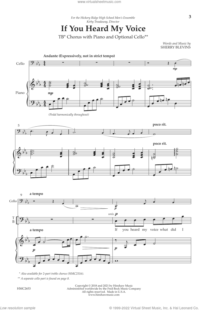 If You Heard My Voice sheet music for choir (TB: tenor, bass) by Sherry Blevins, intermediate skill level