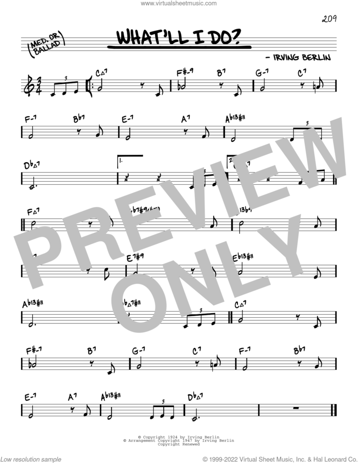 What'll I Do? (arr. David Hazeltine) sheet music for voice and other instruments (real book) by Irving Berlin, David Hazeltine and Bobby Scott, intermediate skill level
