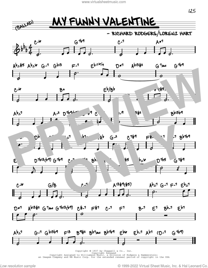 My Funny Valentine (arr. David Hazeltine) sheet music for voice and other instruments (real book) by Richard Rodgers, David Hazeltine, Lorenz Hart and Rodgers & Hart, intermediate skill level