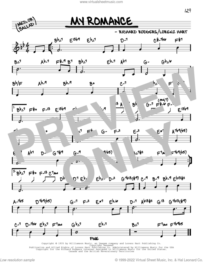 My Romance (arr. David Hazeltine) sheet music for voice and other instruments (real book) by Richard Rodgers, David Hazeltine, Lorenz Hart and Rodgers & Hart, intermediate skill level