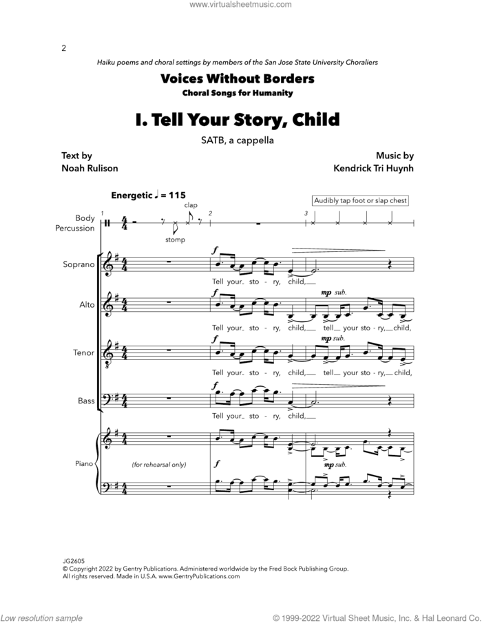 Tell Your Story, Child sheet music for choir (SATB: soprano, alto, tenor, bass) by Kendrick Tri Huynh and Noah Rulison, intermediate skill level