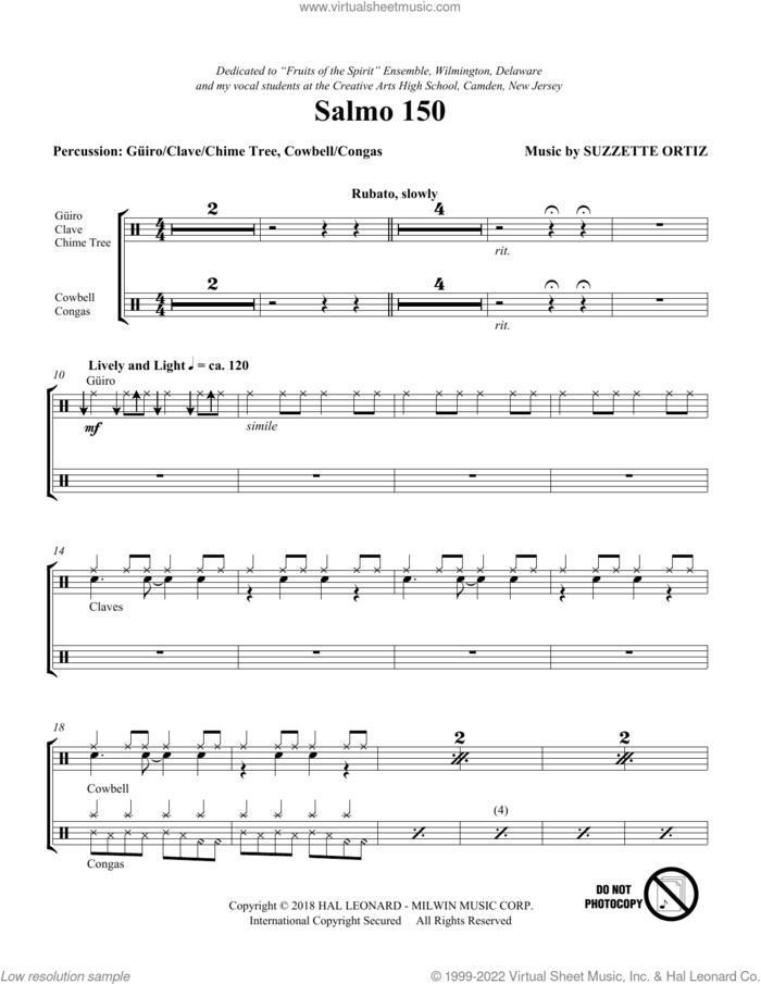 Salmo 150 sheet music for orchestra/band (percussion) by Suzzette Ortiz and Psalm 150, 1-6, intermediate skill level