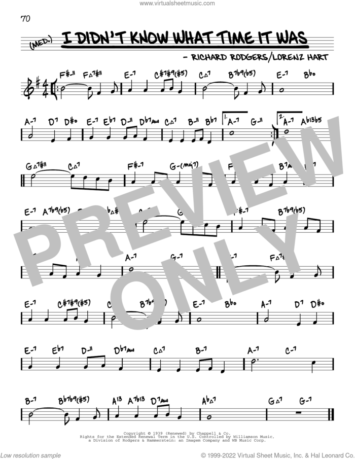 I Didn't Know What Time It Was (arr. David Hazeltine) sheet music for voice and other instruments (real book) by Richard Rodgers, David Hazeltine, Lorenz Hart and Rodgers & Hart, intermediate skill level