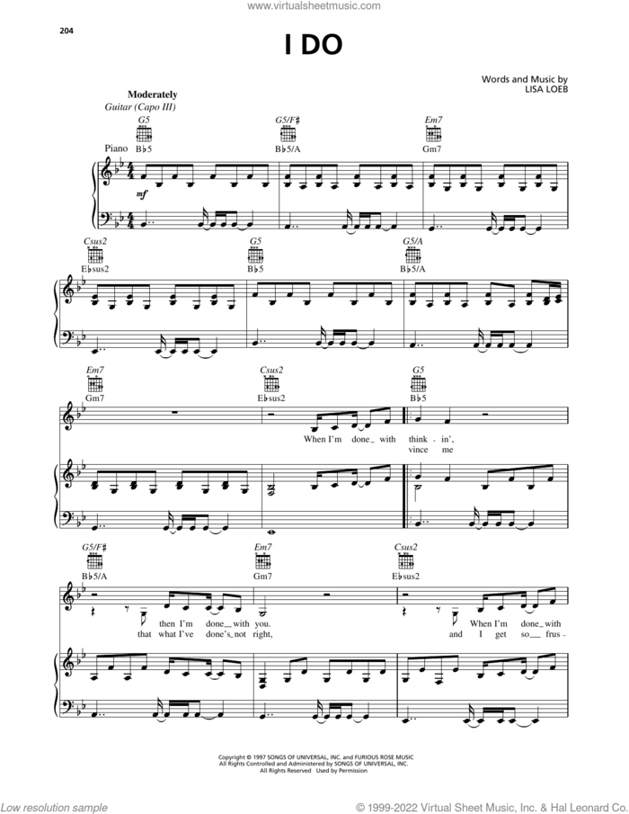 I Do sheet music for voice, piano or guitar by Lisa Loeb, intermediate skill level