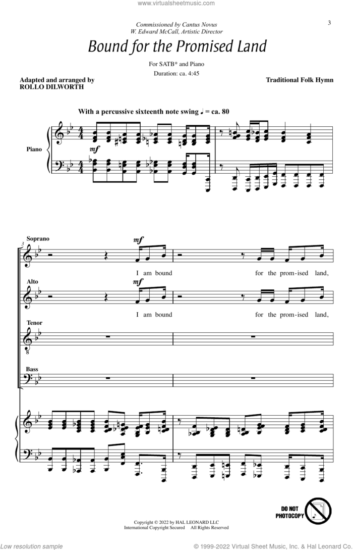 Bound For The Promised Land (arr. Rollo Dilworth) sheet music for choir (SATB: soprano, alto, tenor, bass)  and Rollo Dilworth, intermediate skill level