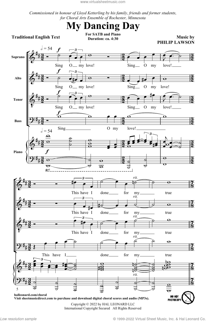 My Dancing Day (arr. Philip Lawson) sheet music for choir (SATB: soprano, alto, tenor, bass)  and Philip Lawson, intermediate skill level