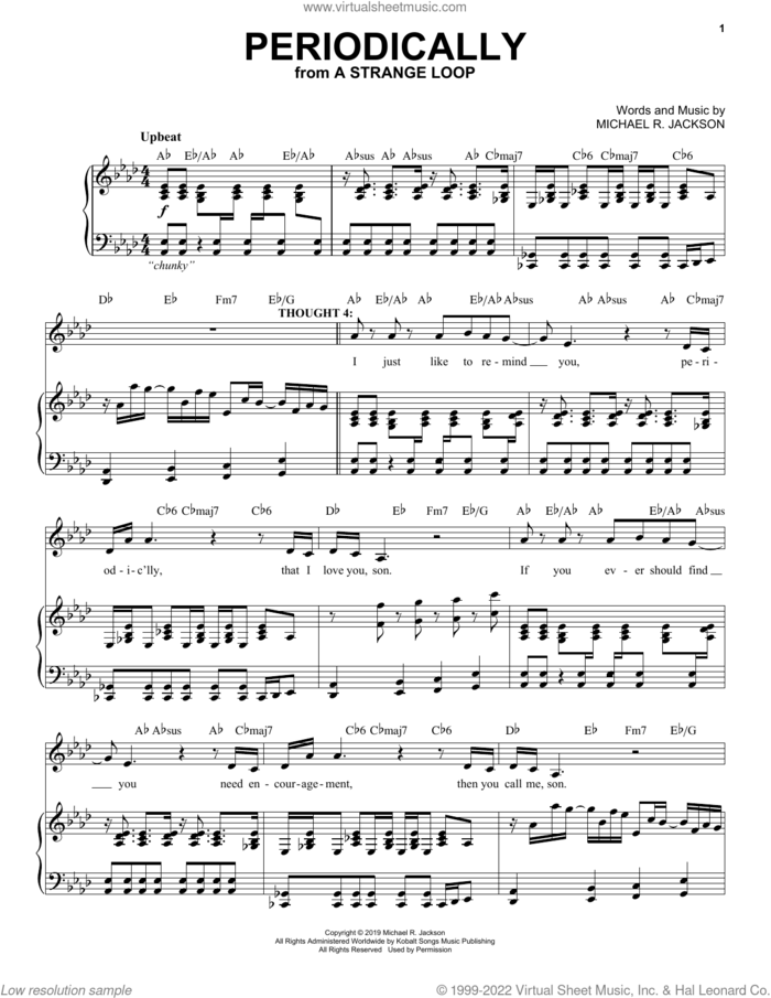 Periodically (from A Strange Loop) sheet music for voice and piano by Michael R. Jackson, intermediate skill level