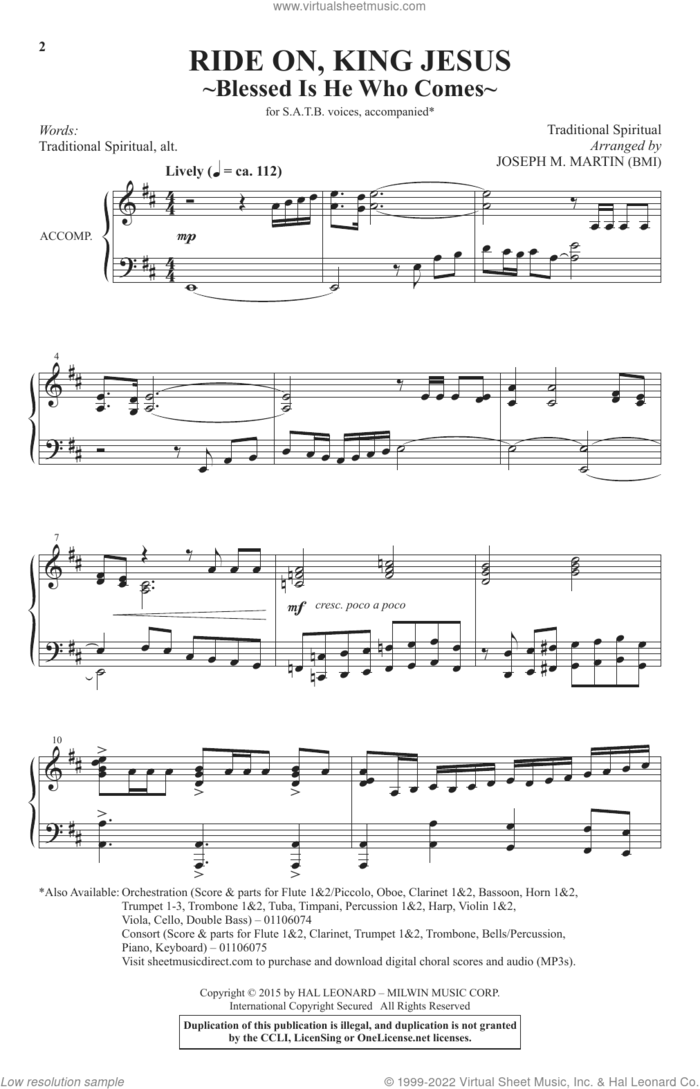 Ride On, King Jesus (arr. Joseph M. Martin) sheet music for choir (SATB: soprano, alto, tenor, bass)  and Joseph M. Martin, intermediate skill level