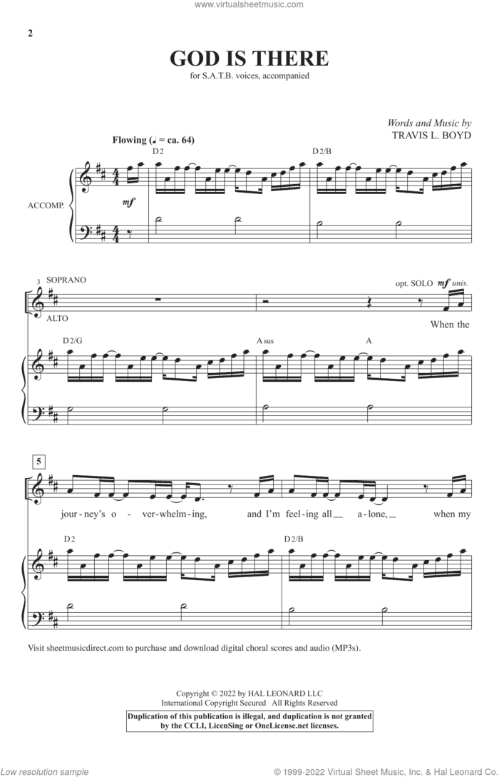 God Is There (With 'What A Friend We Have In Jesus') sheet music for choir (SATB: soprano, alto, tenor, bass) by Travis L. Boyd, intermediate skill level