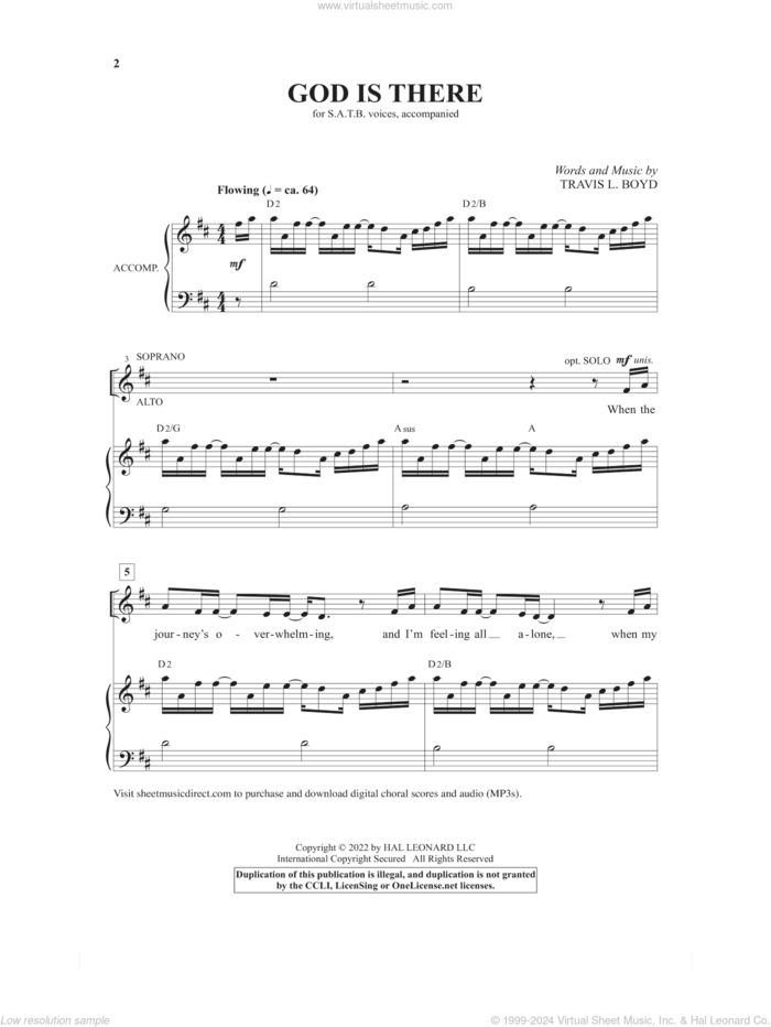 God Is There (With 'What A Friend We Have In Jesus') sheet music for choir (SATB: soprano, alto, tenor, bass) by Travis L. Boyd, intermediate skill level