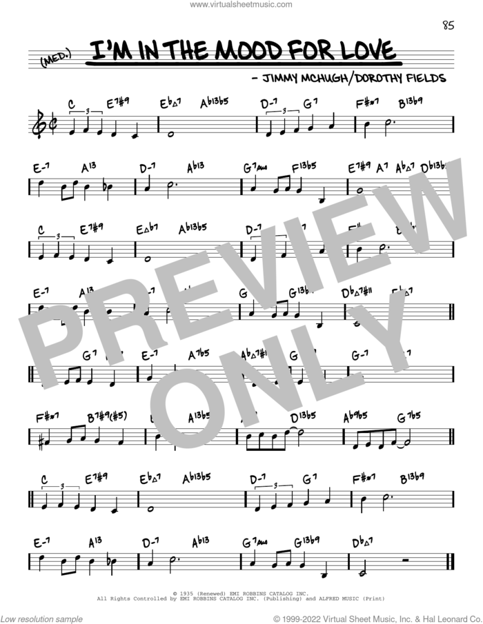 I'm In The Mood For Love (arr. David Hazeltine) sheet music for voice and other instruments (real book) by Dorothy Fields, David Hazeltine and Jimmy McHugh, intermediate skill level