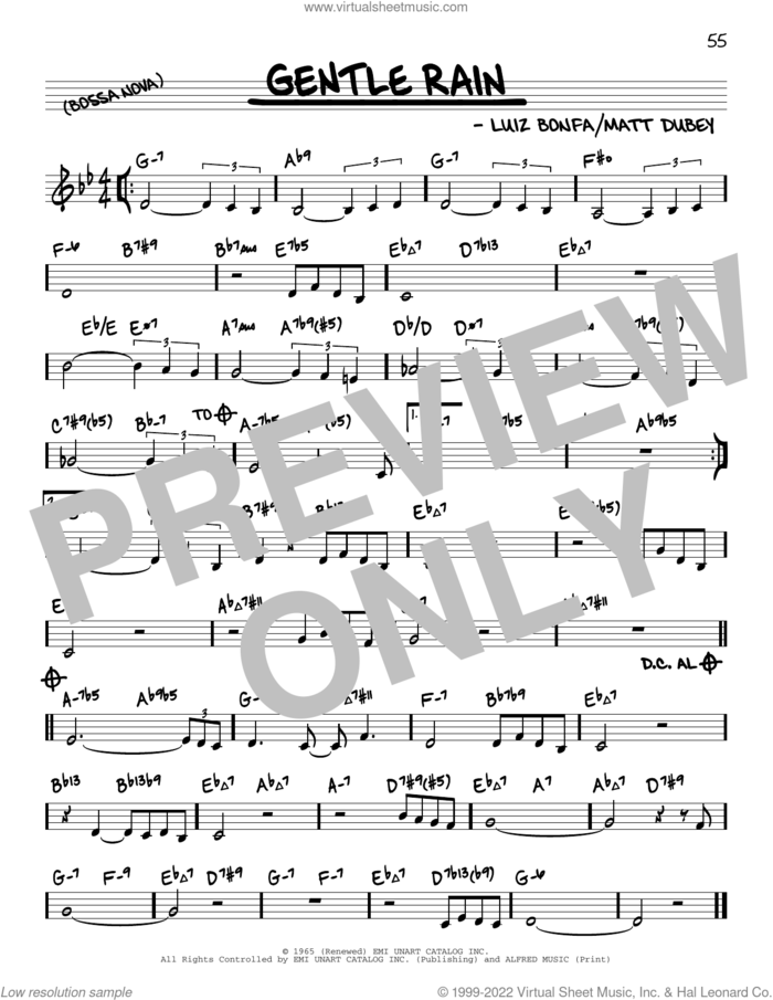 Gentle Rain (arr. David Hazeltine) sheet music for voice and other instruments (real book) by Luiz Bonfa, David Hazeltine and Matt Dubey, intermediate skill level