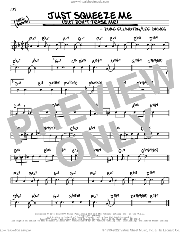 Just Squeeze Me (But Don't Tease Me) (arr. David Hazeltine) sheet music for voice and other instruments (real book) by Duke Ellington, David Hazeltine and Lee Gaines, intermediate skill level