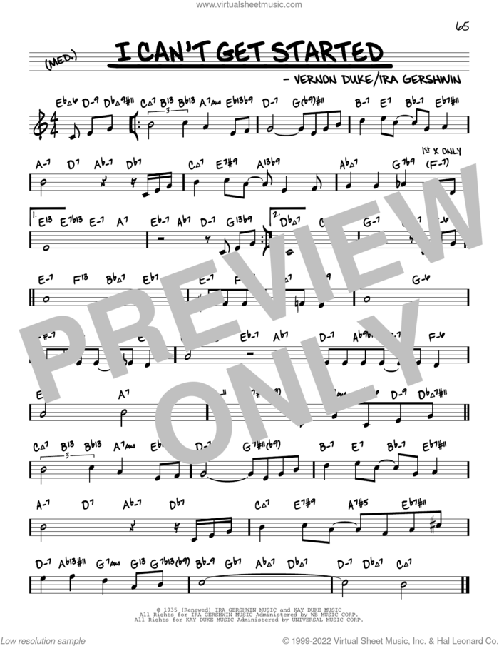 I Can't Get Started (arr. David Hazeltine) sheet music for voice and other instruments (real book) by Ira Gershwin, David Hazeltine and Vernon Duke, intermediate skill level