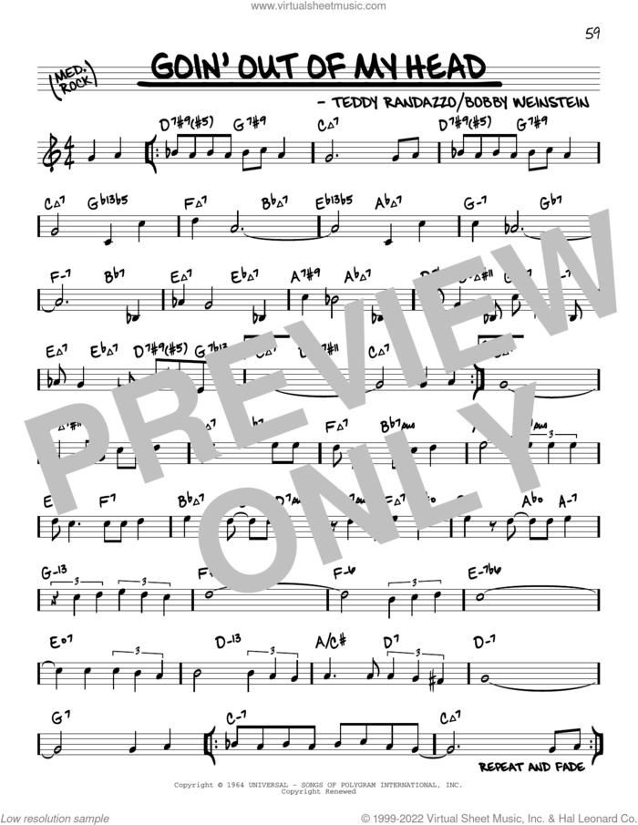 Goin' Out Of My Head (arr. David Hazeltine) sheet music for voice and other instruments (real book) by Little Anthony & The Imperials, David Hazeltine, Bobby Weinstein and Teddy Randazzo, intermediate skill level
