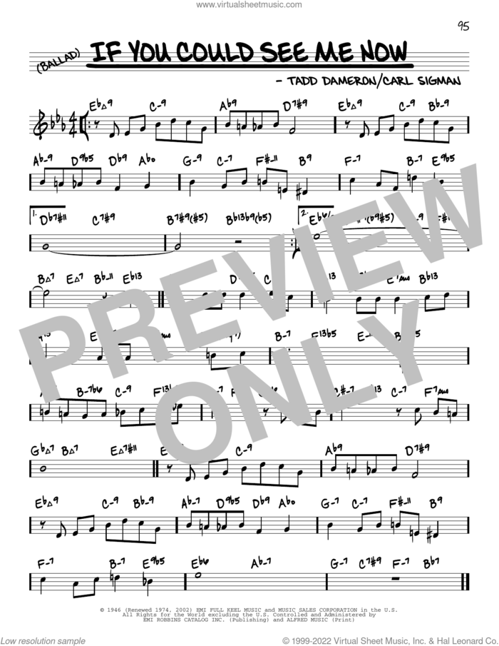 If You Could See Me Now (arr. David Hazeltine) sheet music for voice and other instruments (real book) by Sarah Vaughan, David Hazeltine, Carl Sigman and Tadd Dameron, intermediate skill level