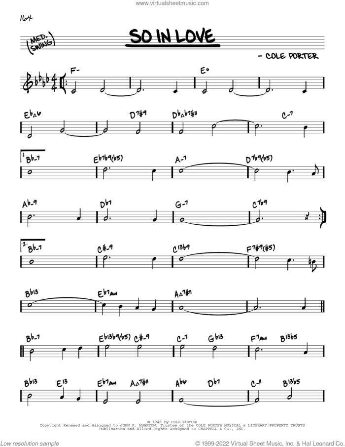So In Love (arr. David Hazeltine) sheet music for voice and other instruments (real book) by Cole Porter and David Hazeltine, intermediate skill level