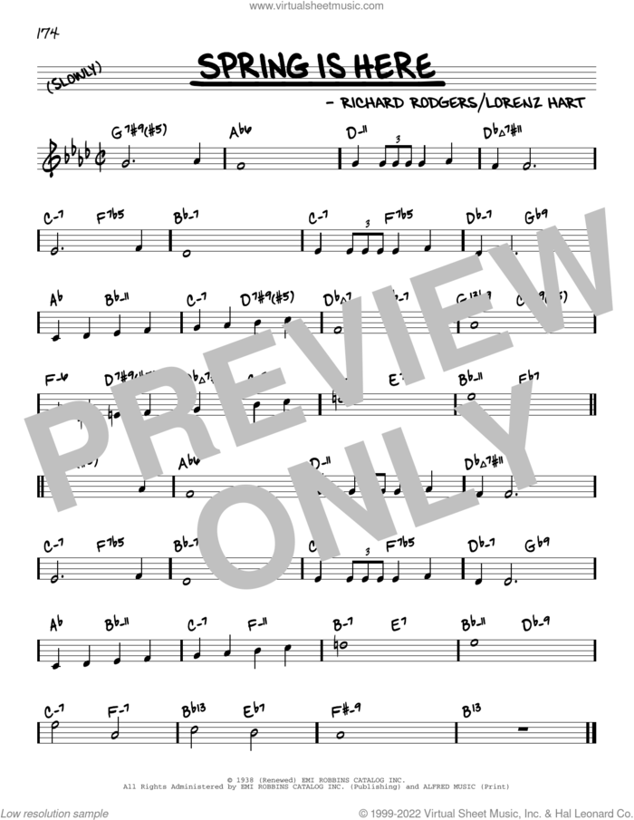Spring Is Here (arr. David Hazeltine) sheet music for voice and other instruments (real book) by Richard Rodgers, David Hazeltine, Lorenz Hart and Rodgers & Hart, intermediate skill level