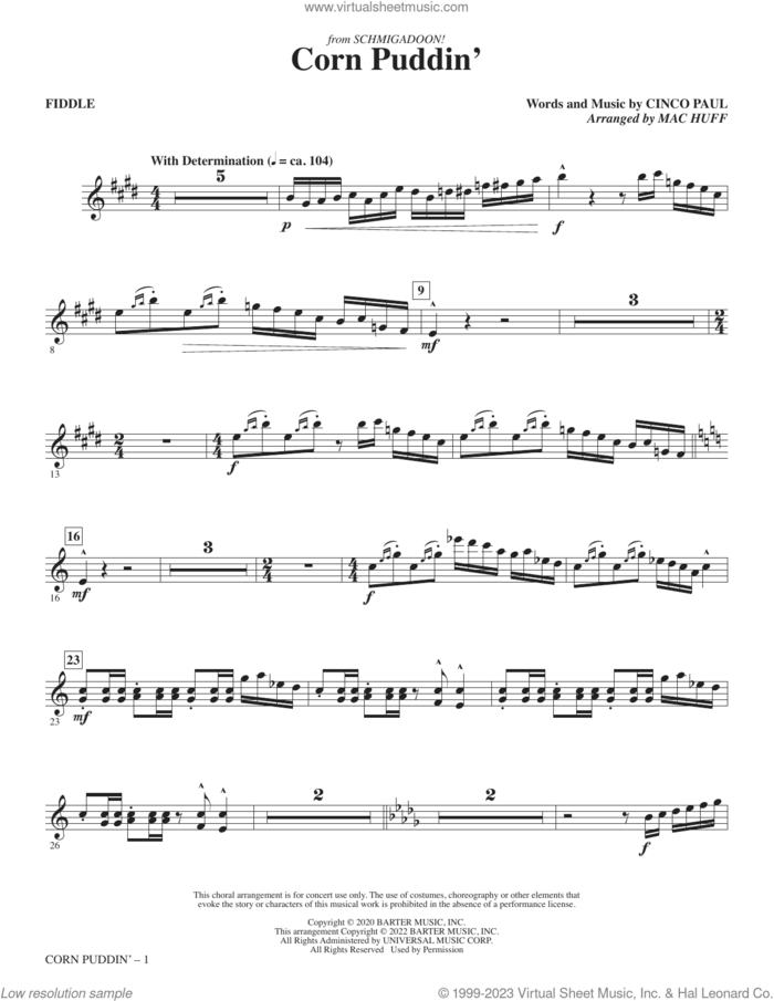 Corn Puddin' (from Schmigadoon!) (arr. Mac Huff) (complete set of parts) sheet music for orchestra/band by Mac Huff and Cinco Paul, intermediate skill level