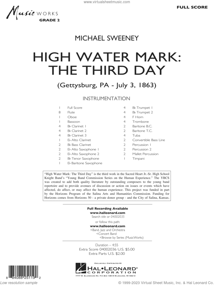 High Water Mark: The Third Day (COMPLETE) sheet music for concert band by Michael Sweeney, intermediate skill level